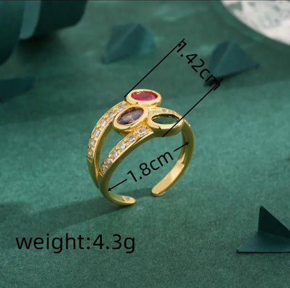 Copper 18K Gold Plated Solid Color Zircon Rings - DressAtR LLC