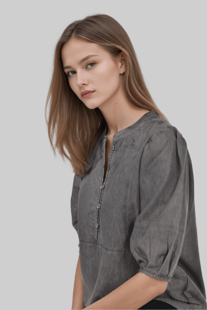 Denim Ash Aura Blouse - DressAtR LLC