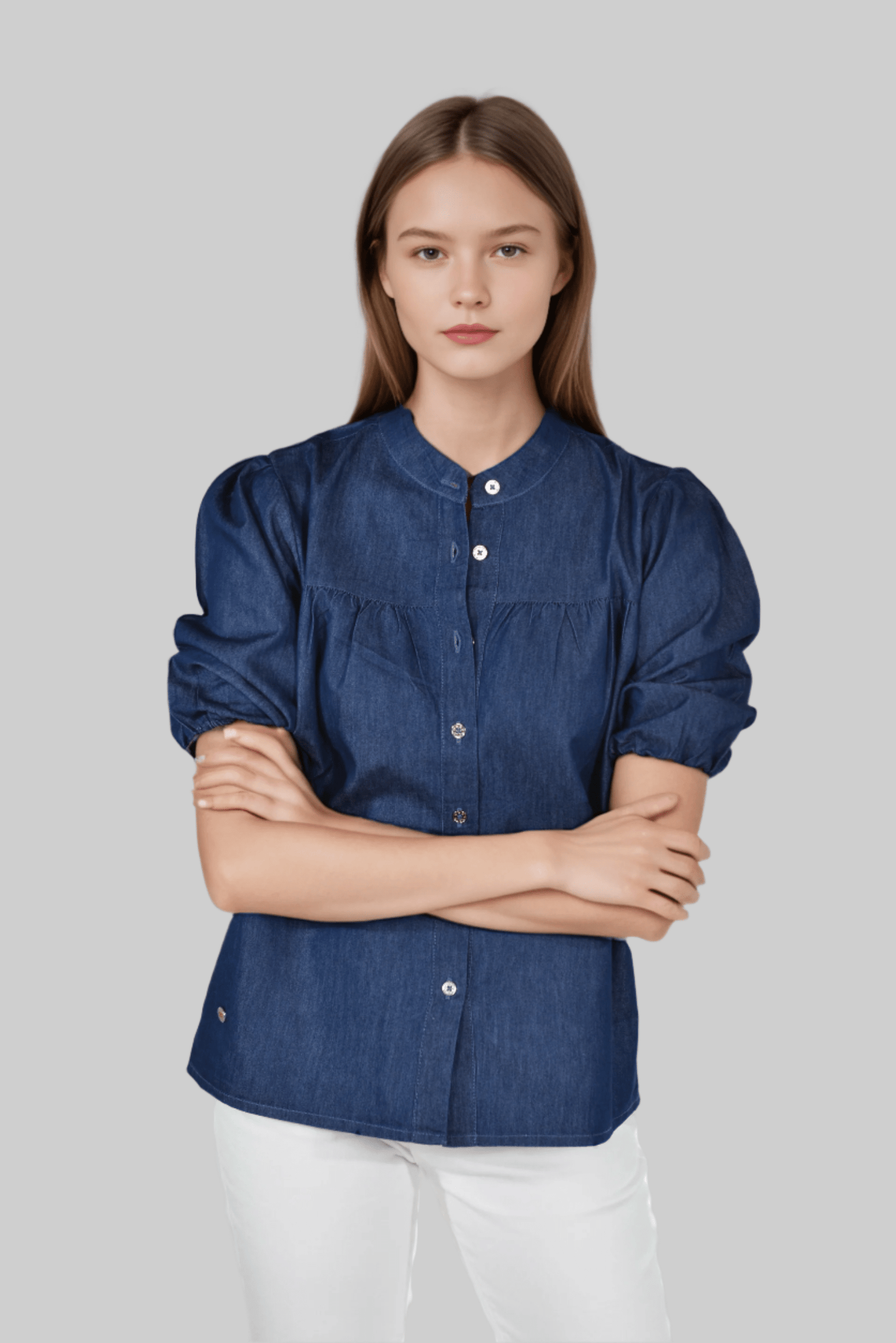 Denim Deep Sea Blouse - DressAtR LLC