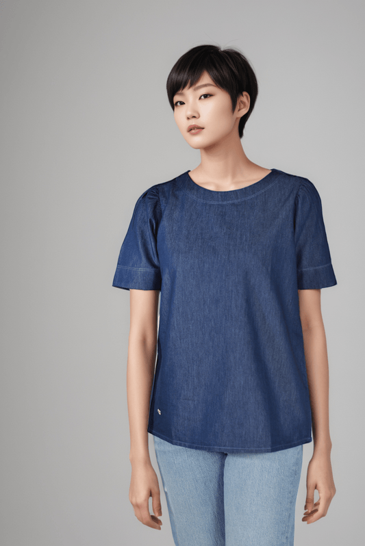 Denim Indigo Blouse - DressAtR LLC