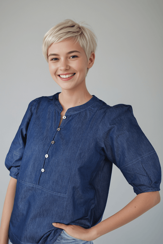 Denim Midnight Mirage Blouse - DressAtR LLC