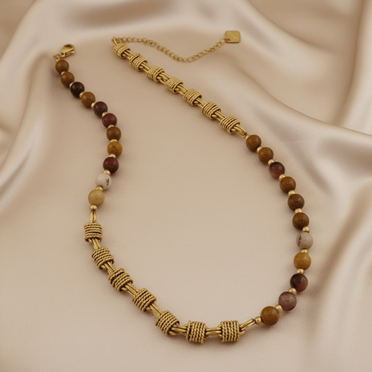 DressAtR 18K Gold Plated Color Block Agate Waterproof Necklace - DressAtR LLC