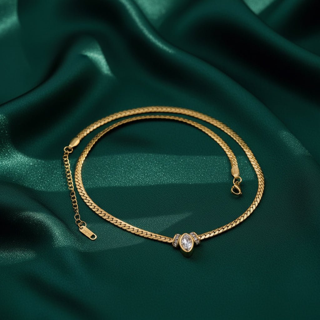 DressAtR 18K Gold Plated Dimond Eye Necklace - DressAtR LLC