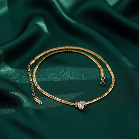 DressAtR 18K Gold Plated Dimond Eye Necklace - DressAtR LLC