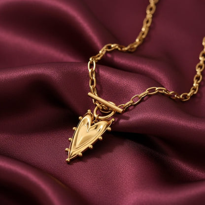 DressAtR 18K Gold Plated Gold Plated Stainless Steel Water Proof Non Tarnish Heart Necklace - DressAtR LLC
