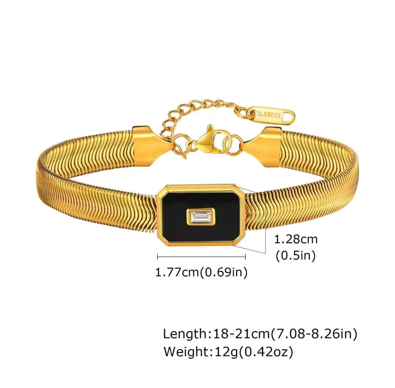 DressAtR 18K Gold Plated PVD Coated Stainless Steel Water Proof Non Tarnish Acrylic Bracelet - DressAtR LLC