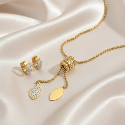 DressAtR 18K Gold Plated Stainless Steel Earring Necklace Set - DressAtR LLC