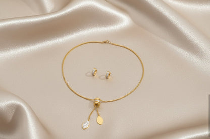 DressAtR 18K Gold Plated Stainless Steel Earring Necklace Set - DressAtR LLC