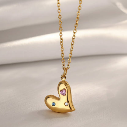 DressAtR 18K Gold Plated Stainless Steel PVD Coated Heart Shape Earrings, Necklace Set - DressAtR LLC