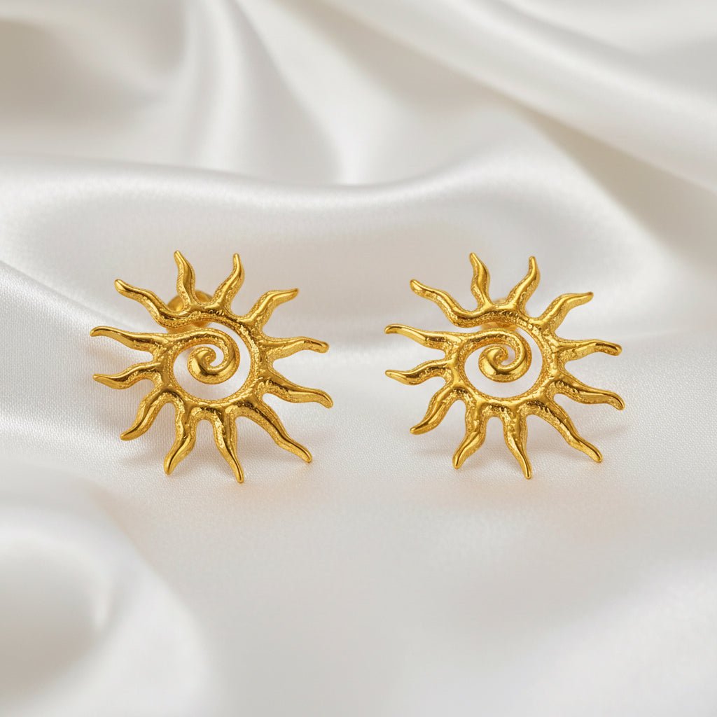 DressAtR 18K Gold Plated Stainless Steel Sun Shine Ear Studs - DressAtR LLC