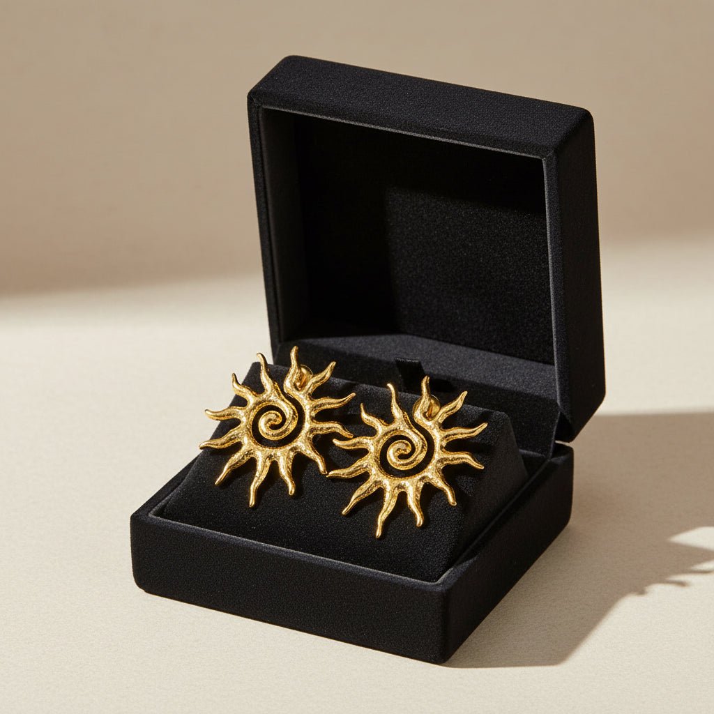 DressAtR 18K Gold Plated Stainless Steel Sun Shine Ear Studs - DressAtR LLC