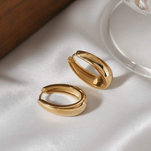 DressAtR 18K Gold Plated Stainless Steel Waterproof Non Tarnish Ear Hoops - DressAtR LLC