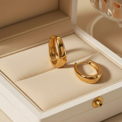 DressAtR 18K Gold Plated Stainless Steel Waterproof Non Tarnish Ear Hoops - DressAtR LLC