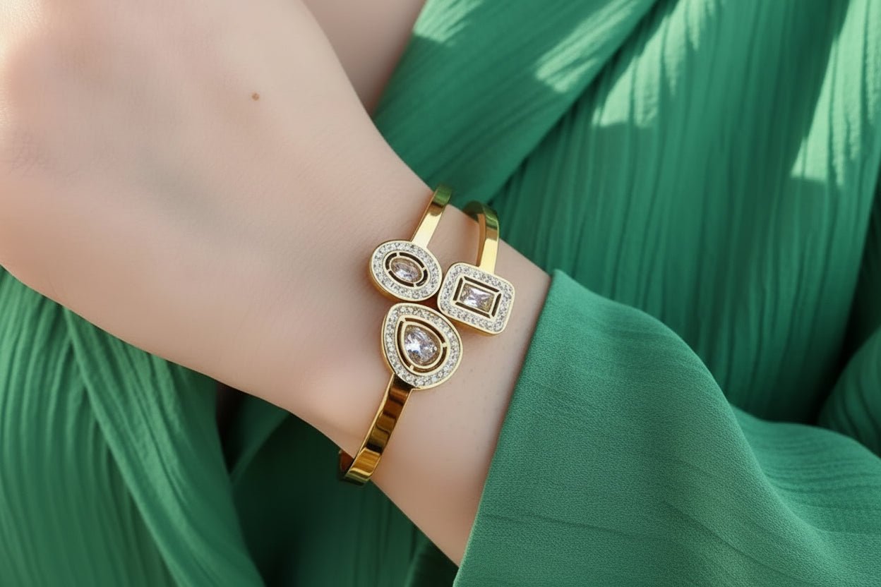 DressAtR 18K Gold Plated Titanium Stainless Steel Elegant Bracelet - DressAtR LLC