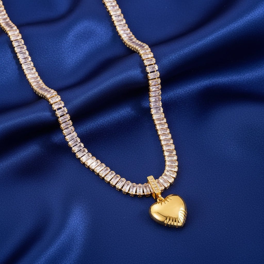 DressAtR 18K Gold Plated Zircon With Heart Pendant Necklace - DressAtR LLC