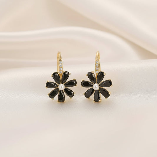 DressAtR Black and White Zircon With Pearl Fashion Earring - DressAtR LLC