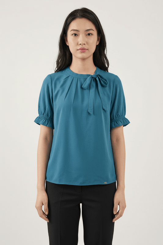 DressAtR Bliss Pleated Bow Top - DressAtR LLC