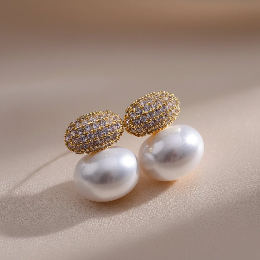DressAtR Elegant Pearl Zircon Earring - DressAtR LLC