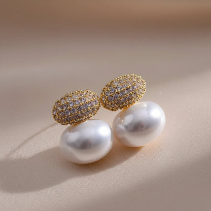 DressAtR Elegant Pearl Zircon Earring - DressAtR LLC