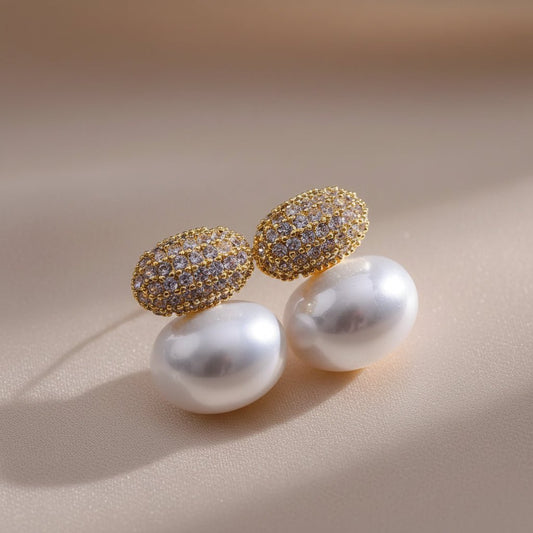 DressAtR Elegant Pearl Zircon Earring - DressAtR LLC