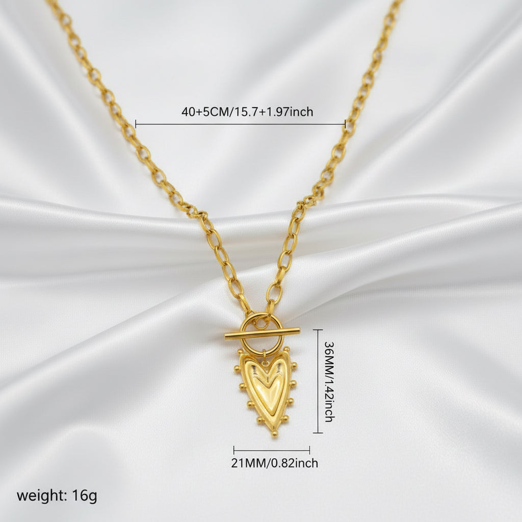 DressAtR Gold Plated Stainless Steel Water Proof Non Tarnish Heart Necklace - DressAtR LLC