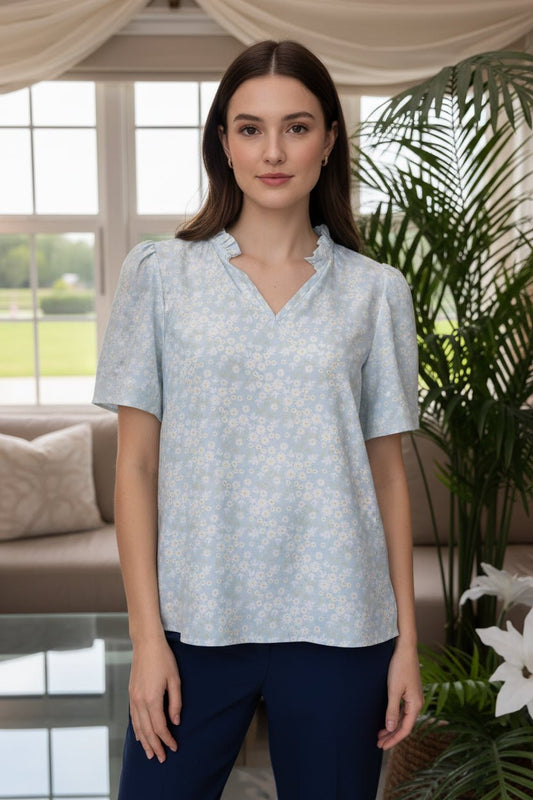DressAtR Sky Ruffle Top - DressAtR LLC