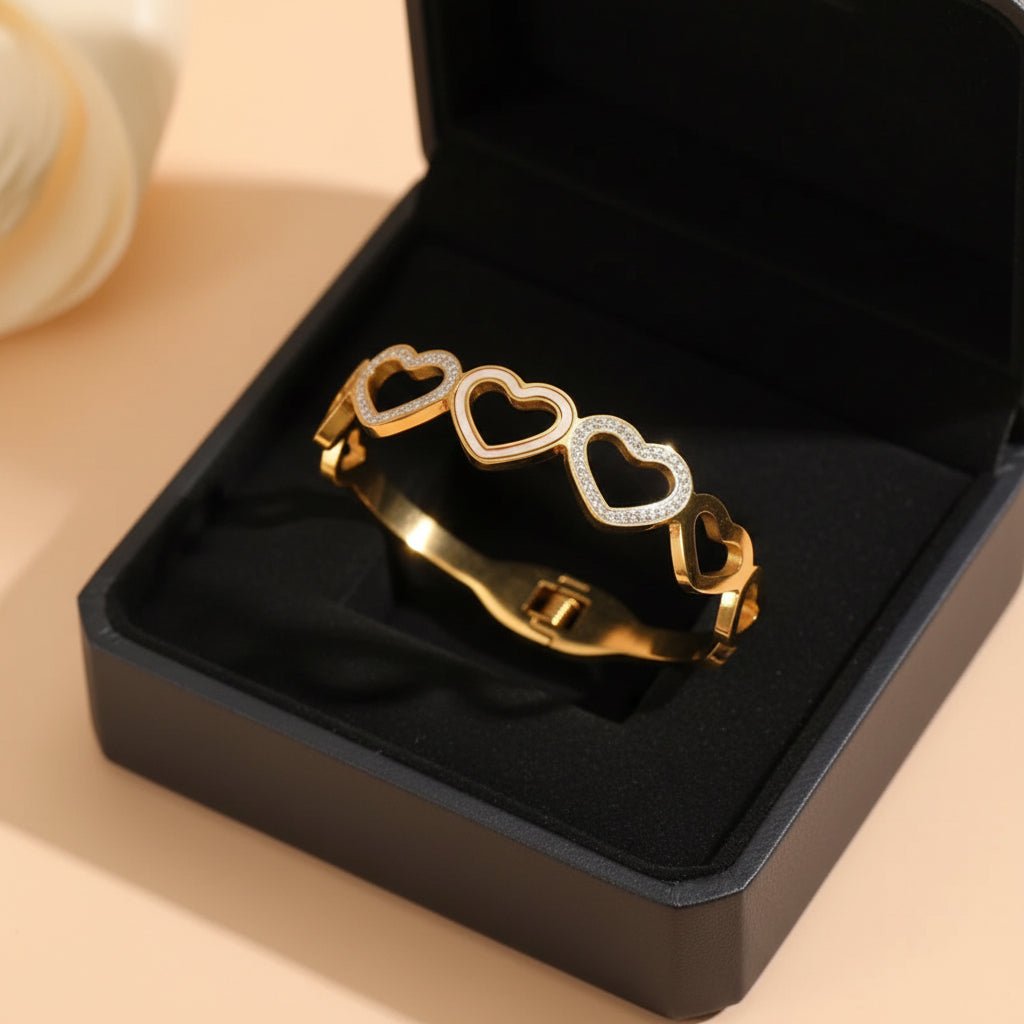 DressAtR Stainless Steel Electroplated Hearts Bracelet - DressAtR LLC