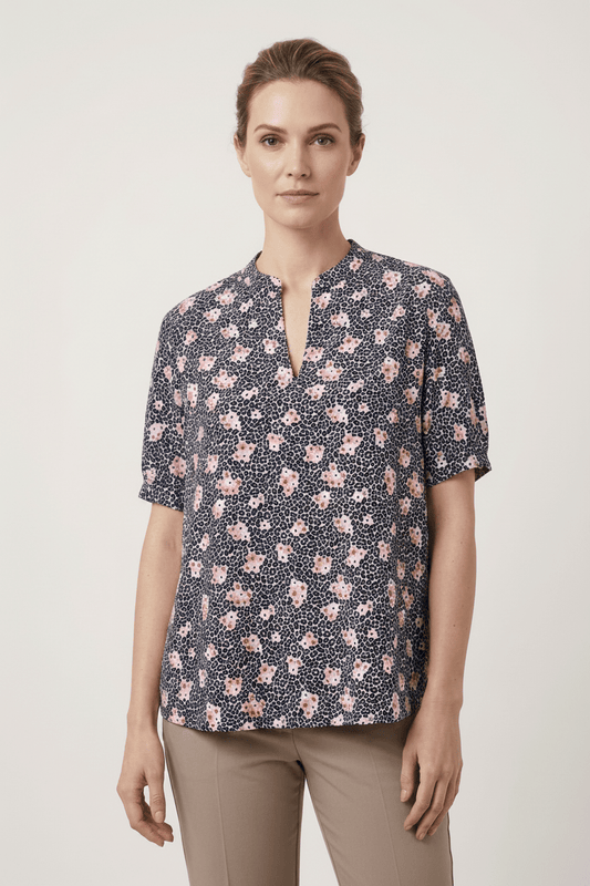 DressAtR Wild Flower Split Neck Top - DressAtR LLC