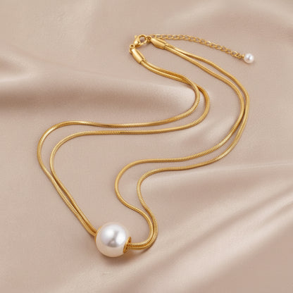 DressAtR Women's 18K Gold Plated Artificial Pearl Necklace - DressAtR LLC