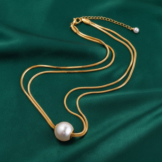 DressAtR Women's 18K Gold Plated Artificial Pearl Necklace - DressAtR LLC