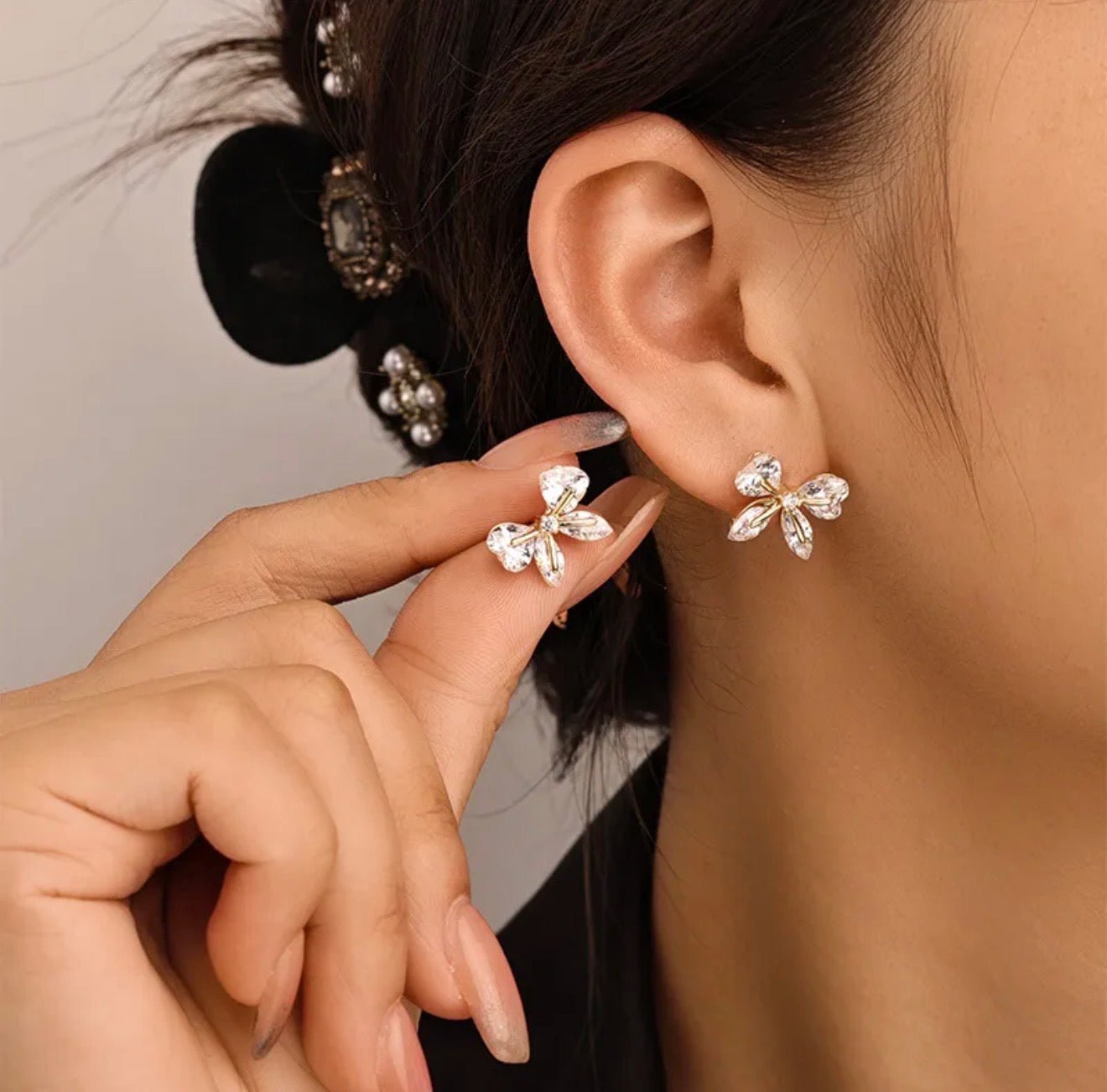 DressAtR Zircon, Copper Butterfly With Heart Earrings - DressAtR LLC