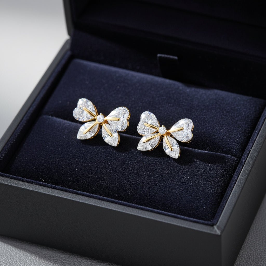 DressAtR Zircon, Copper Butterfly With Heart Earrings - DressAtR LLC