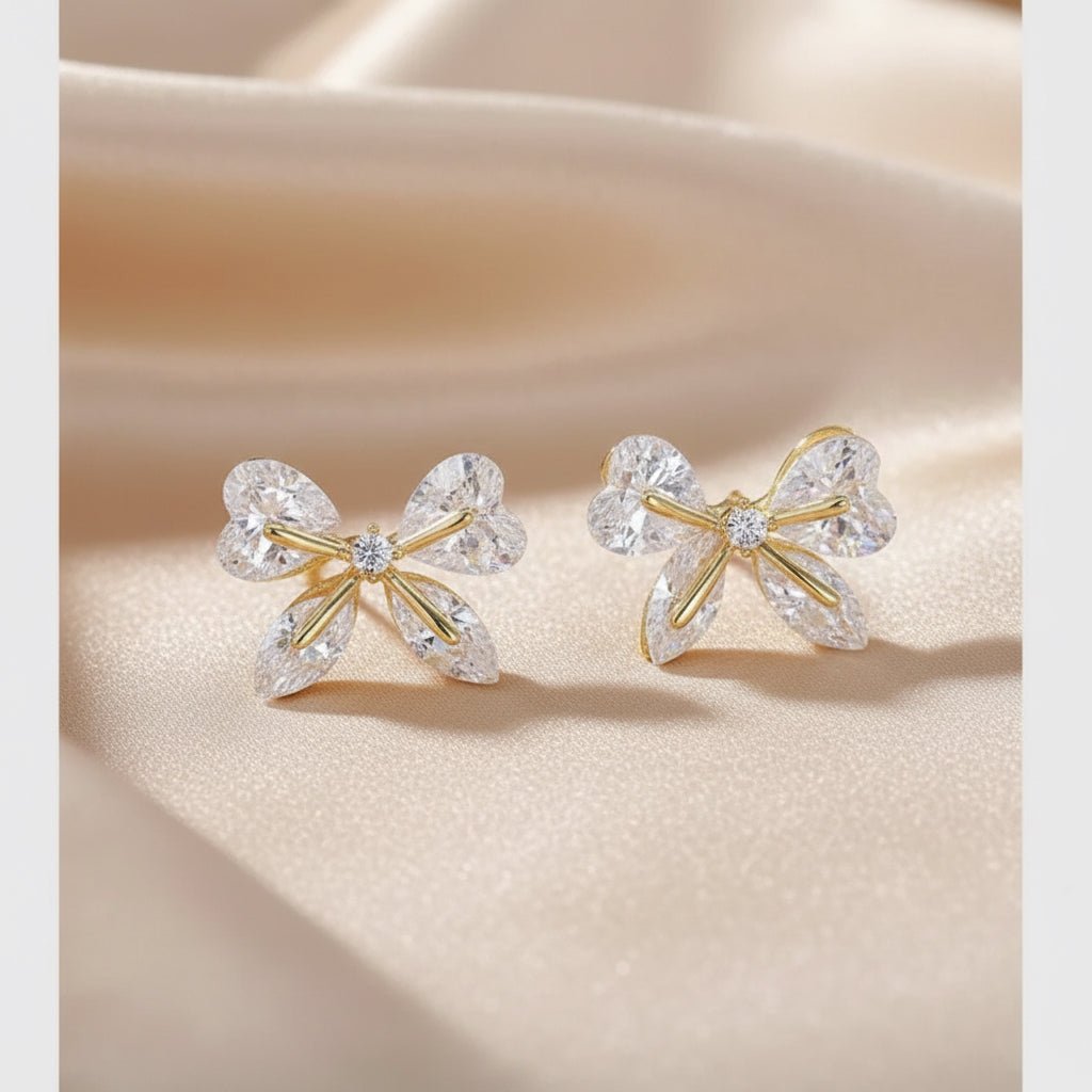 DressAtR Zircon, Copper Butterfly With Heart Earrings - DressAtR LLC