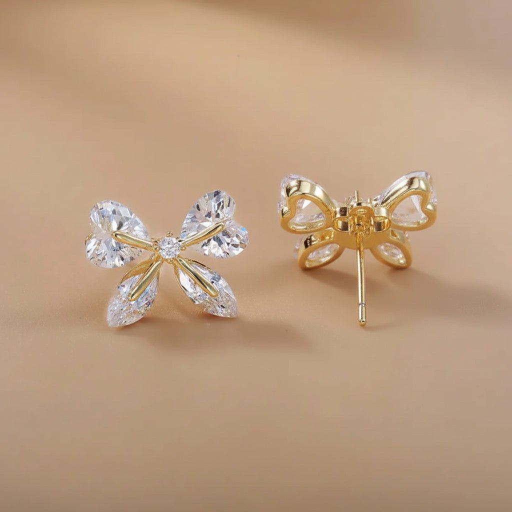 DressAtR Zircon, Copper Butterfly With Heart Earrings - DressAtR LLC