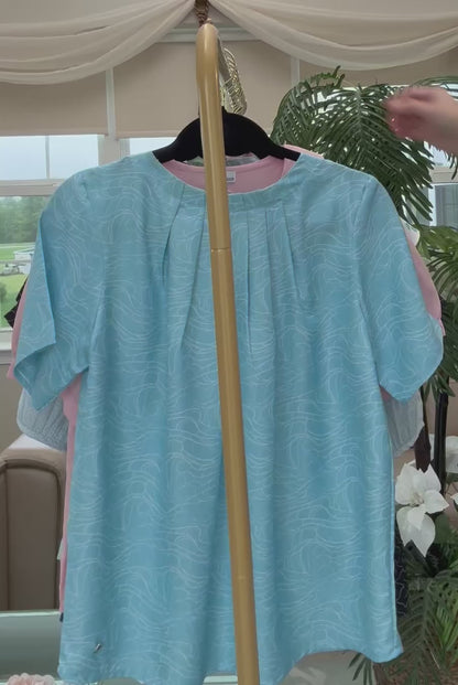Sea Wave Pleated Neck Top