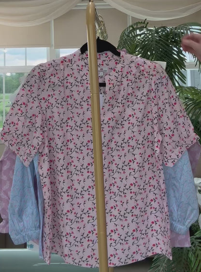 Flower Split Neck Top