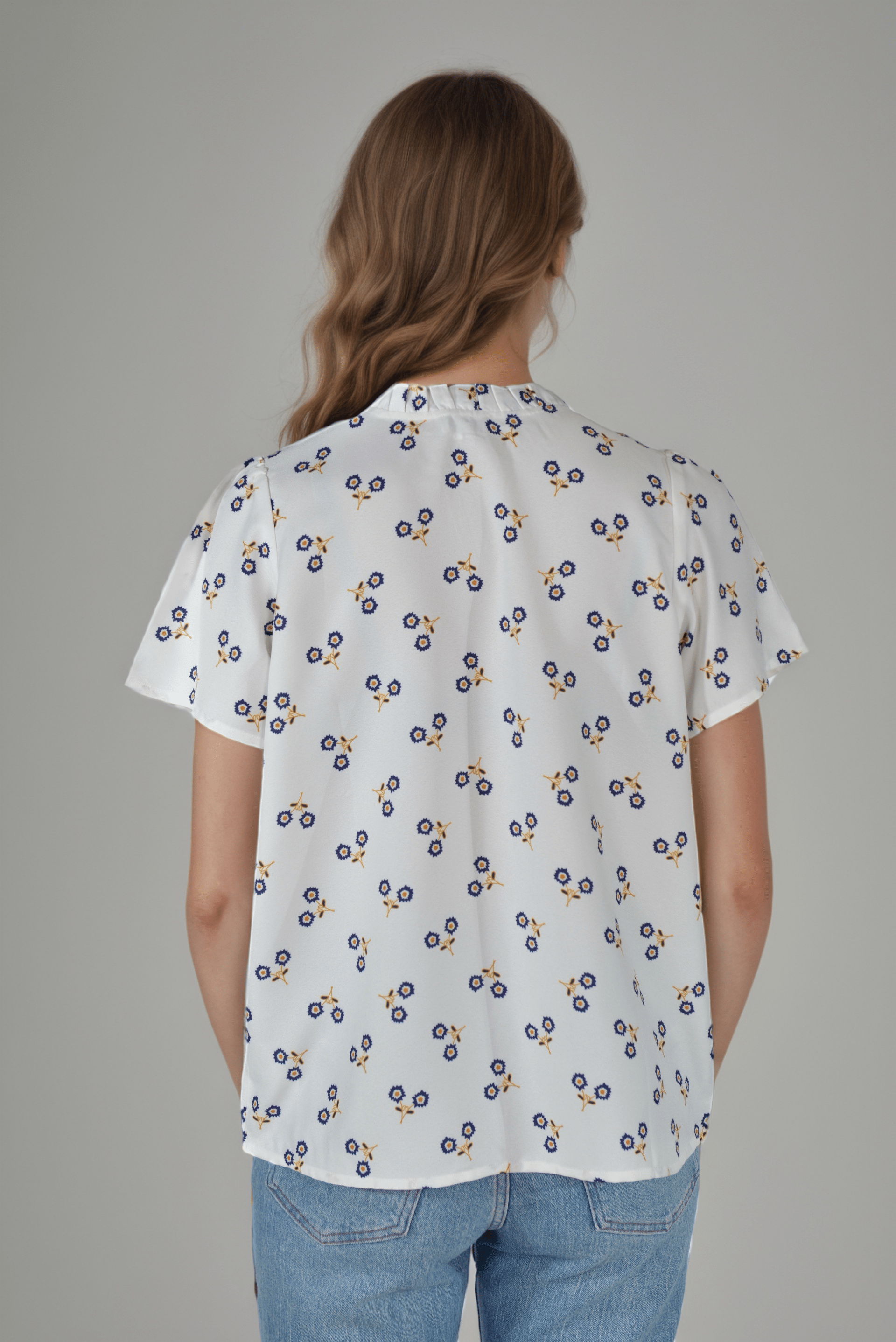 White Ruffle Split Top - DressAtR LLC